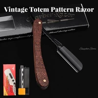 2022 new japanese feather blades razors retro totem manual shaver pro barber razor beard face underarm body shaving knife