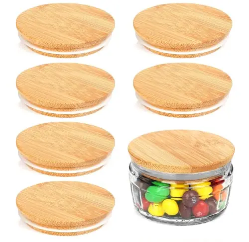 

6pcs Holaroom Bamboo Lid For Glass Cup Cap Drinking Coffee Wine Milk Cup Covers Durable Water Cup Accessory Drinkware