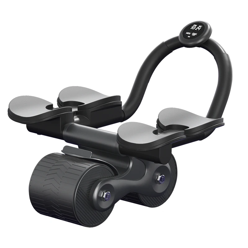 

Dual Arm Support Abdominal Roller Trainer 2 wheels ab roller with Knee Pad with timer can be selected