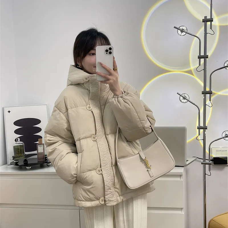 Hooded Jacket Woman Winter 2023 Spring Oversize Demi-season Parka Female Ski Suit Fluffy New In Outerwear Shirts and Blouses