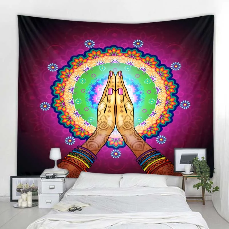 

Indian Meditation 7 Chakra Pattern Tapestry Wall Elephant Buddha Aesthetic Wall Hanging 3D Print Boho Decor Vintage Decoration