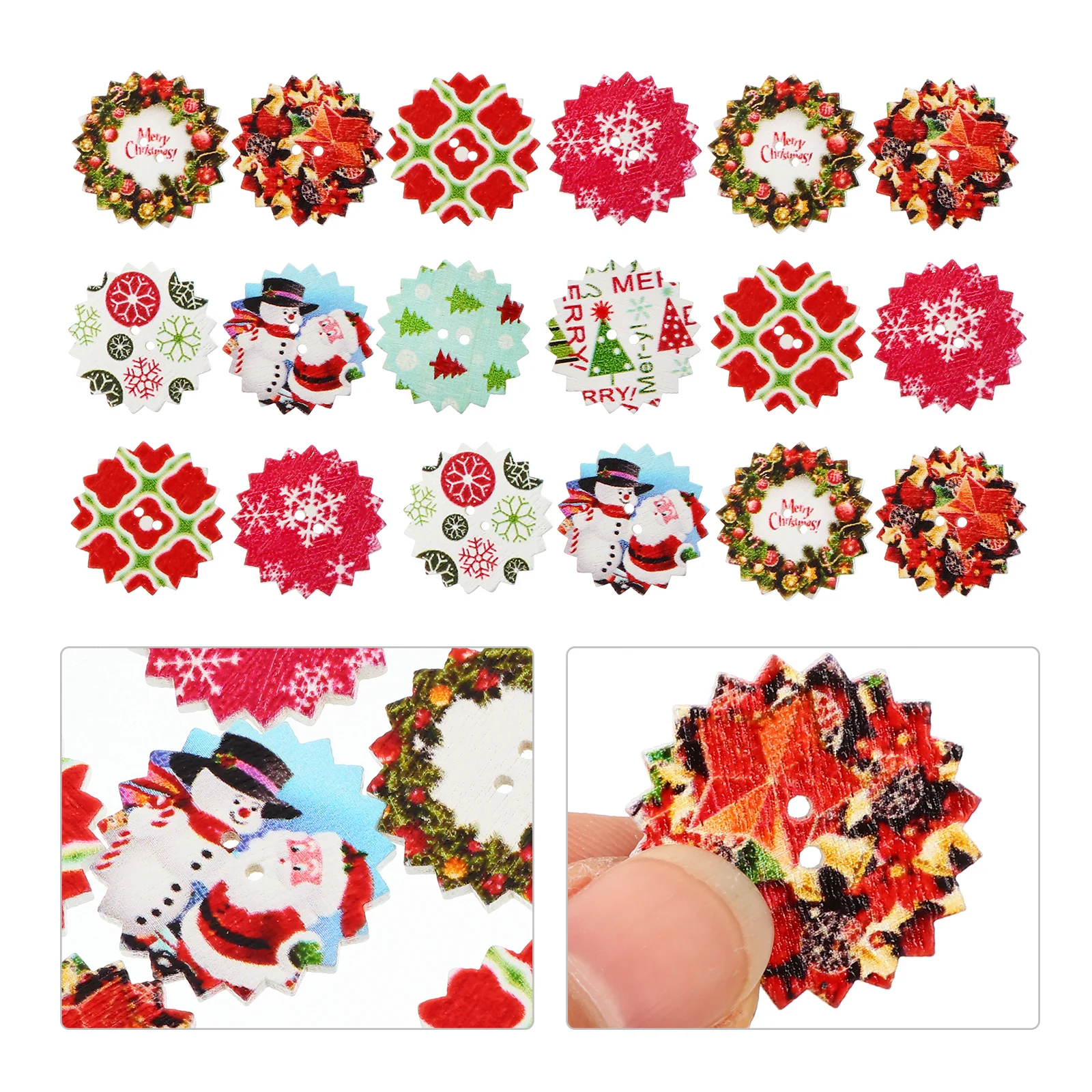 

50Pcs Chic Round Christmas Buttons DIY Buttons for Lady Adults