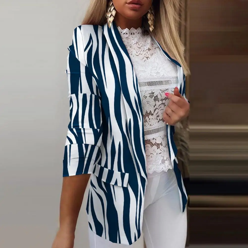 

Женский офисный блейзер с отложным воротником, длинным рукавом и карманами с отложным воротником