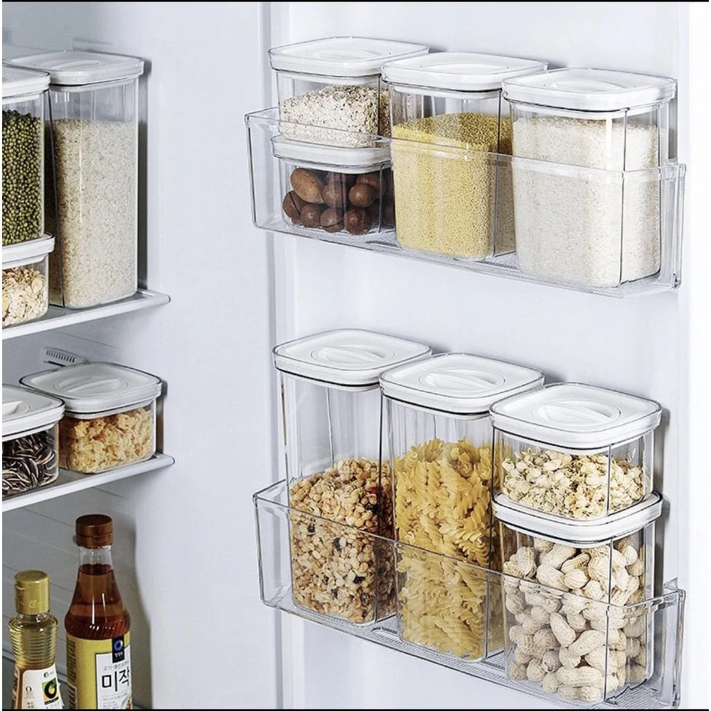600/2000ML Sealed Jars Kitchen Grain Storage Organizer Large Tank Plastic Moisture-Proof Box Household Seasoning