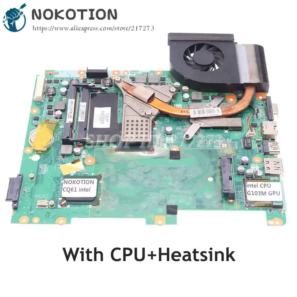 Материнская плата NOKOTION 577067-001 DA00P8MB6D1 для ноутбука HP CQ61 HD4300 + CPUHeatsink вместо 578000-001