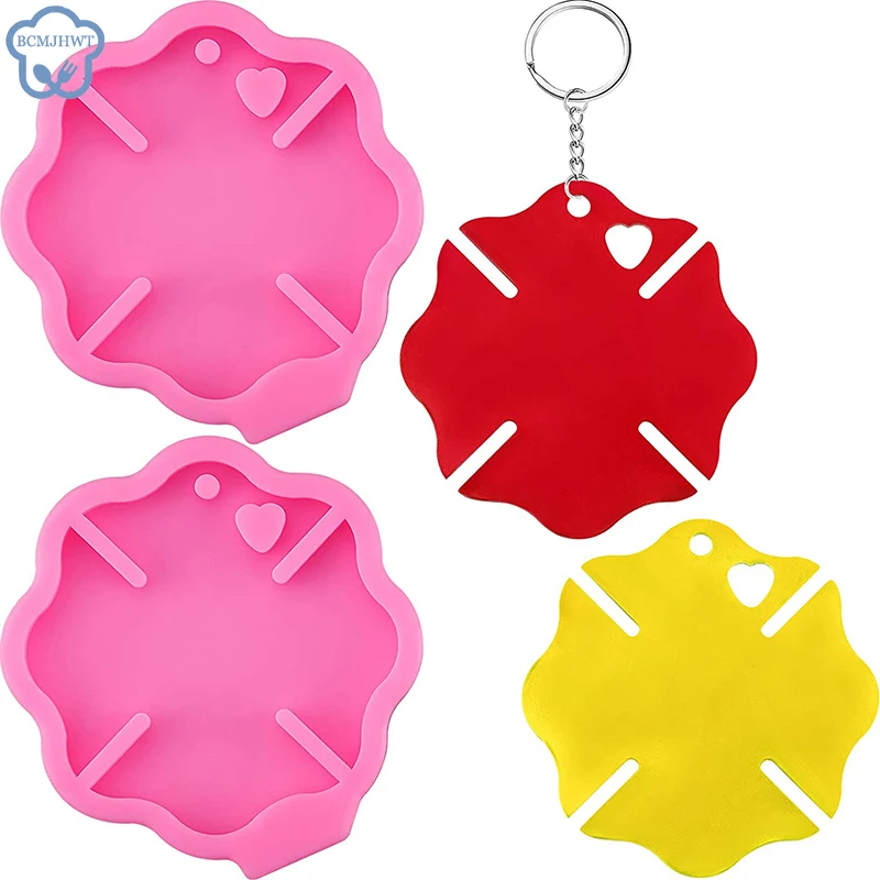 3PCS Fire Sign Keychain Silicone Mold Resin Mold With 1 PCS Key Rings For DIY Keychain Homemade Chocolate Keychain Pendant Mould