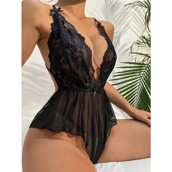 Sexy Lingerie For Women Lace Erotic Underwear Babydoll Female Porno Bodysuits Open Crotch Sexy Dress Female Exotic Apparel 1