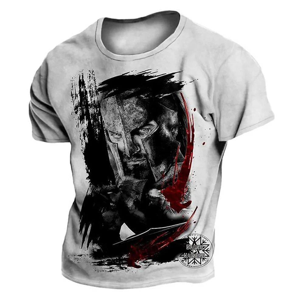 

Vintage T Shirt Men 3d Print Warrior Short Sleeve T Shirt Crew Neck Tees Tops Oversized Tee Shirt Homme Punk Streetwear Camiseta
