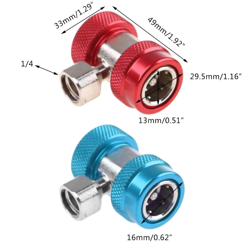 New 2Pcs R134A H / L Adapters Quick Coupling Air Conditioner Coolant Adjustable | Air-conditioning Installation