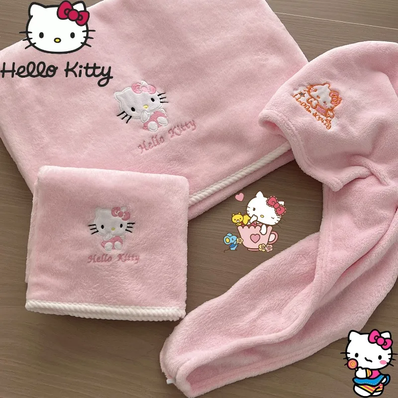 Sanrio Hello Kitty розовое банное полотенце для сушки волос шапочка Kawaii аниме домашнее