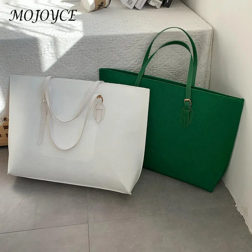 

Women Top-Handle Bags Vintage PU Leather Handle Felt Handbag Shopping Bags Casual Solid Color Tote Bags for Shopping Business