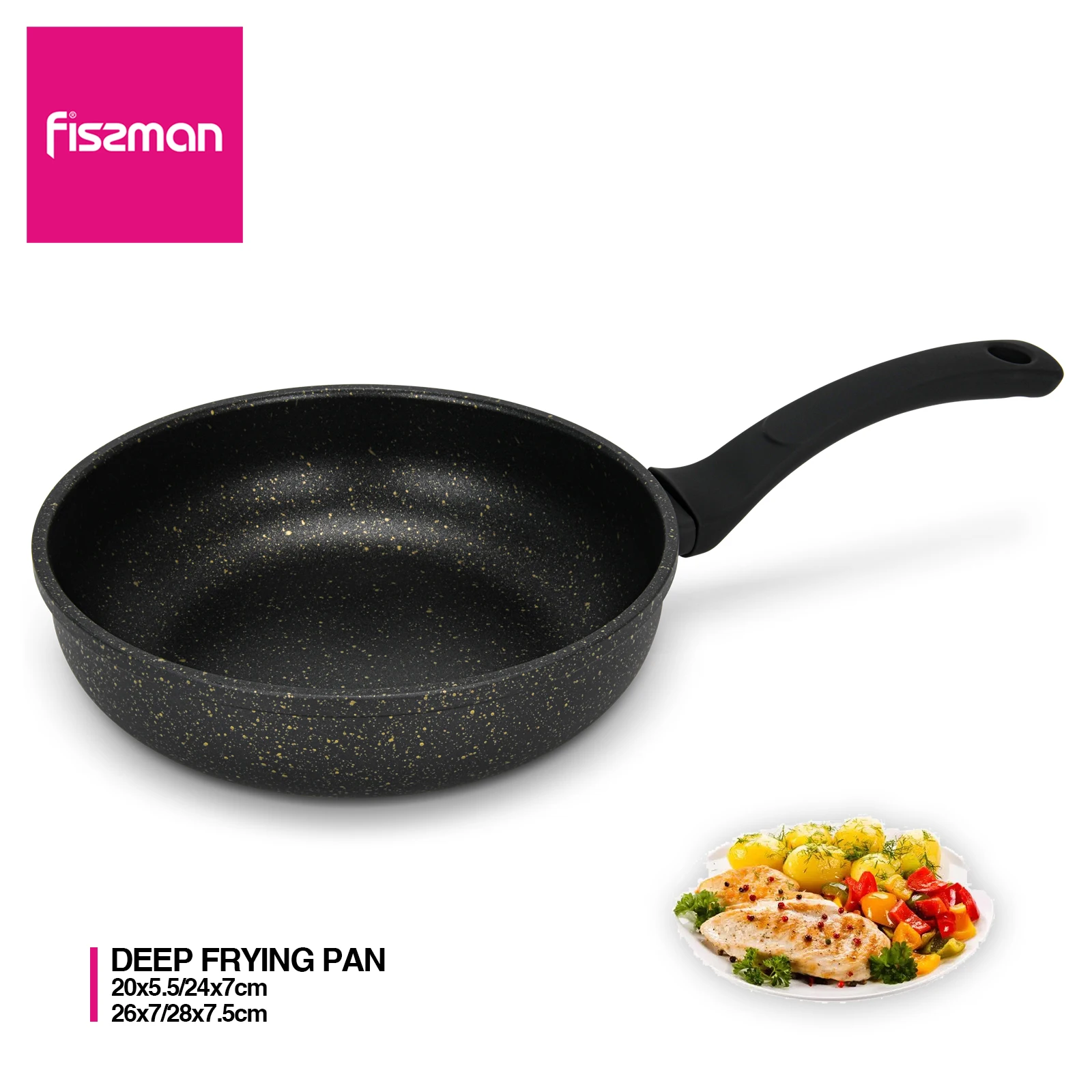 

FISSMAN Grace Frying Pan Black Marble Coating with Gold Dots Aluminum Induction Cooker Cookware
