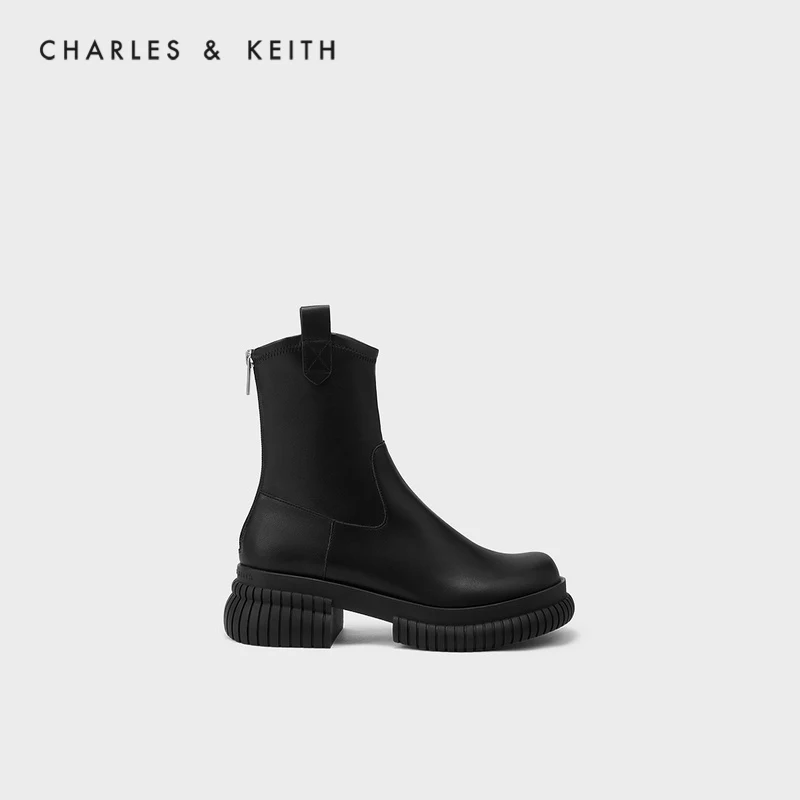 

CHARLES＆KEITH Новинка на зима 2022CK1-90580170Широкие подошвы, узкие бархатные короткие ботинки, женские ботинки