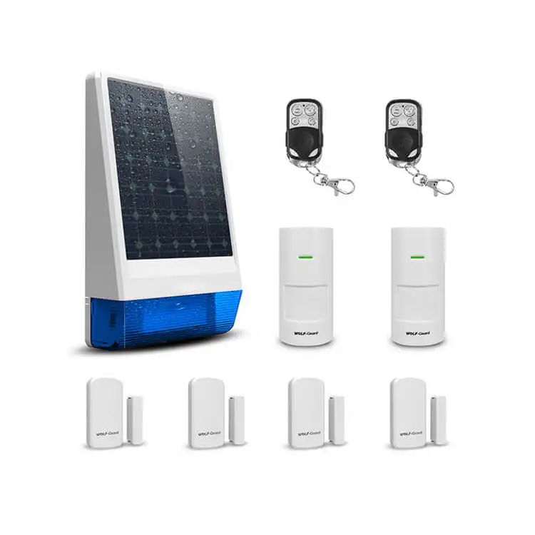 Solar energy wireless remote control outdoor pir ble security burglar a-l-a-r-m enlarge