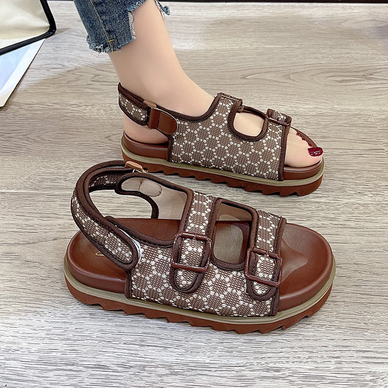 

Summer Thick-Soled Fashion And Comfortable Ladies Sports Casual Sandals Women Non-Slip Heightened Beach Slippers Outer Wear