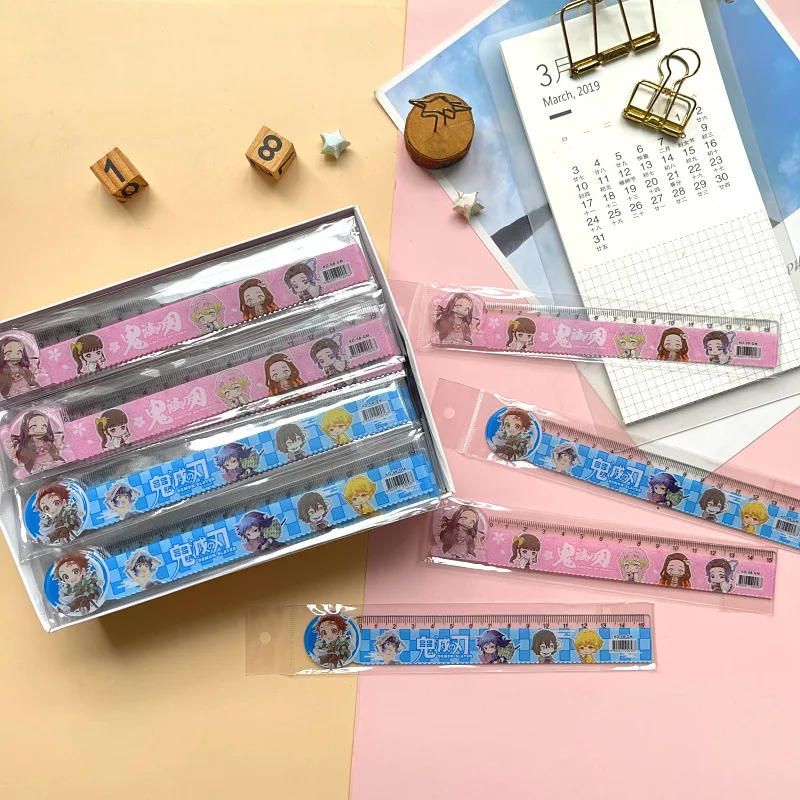 

2 pcs/lot Kawaii Japanese Anime Demon Slayer Sumikko Gurashi Plastic Straight Ruler Cute Kawaii Stationery Measuring Tool School