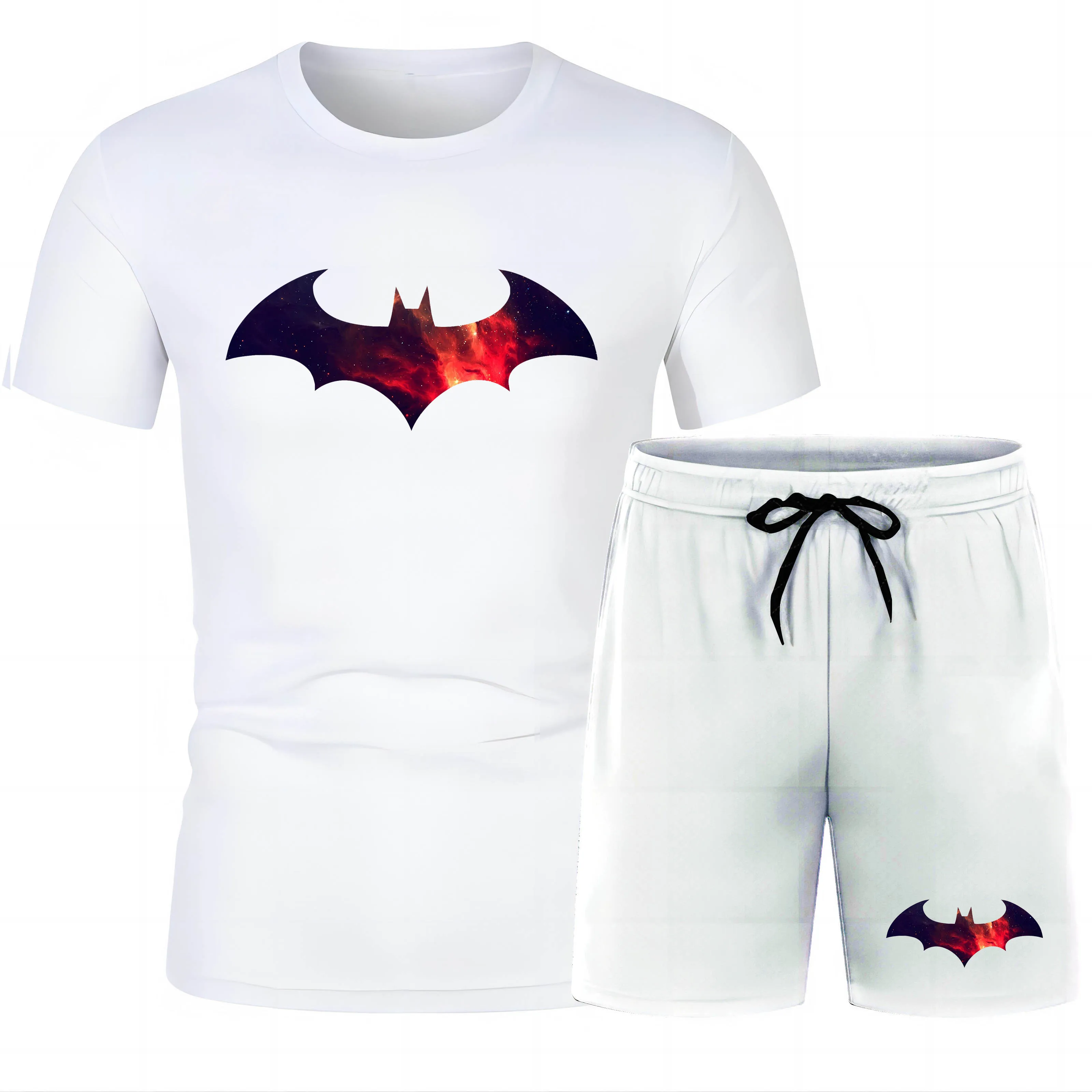 

Four Seasons Fashion sports Outdoor leisure Anime hero print men's short sleeve T-shirt beach pants suit loose quick dry