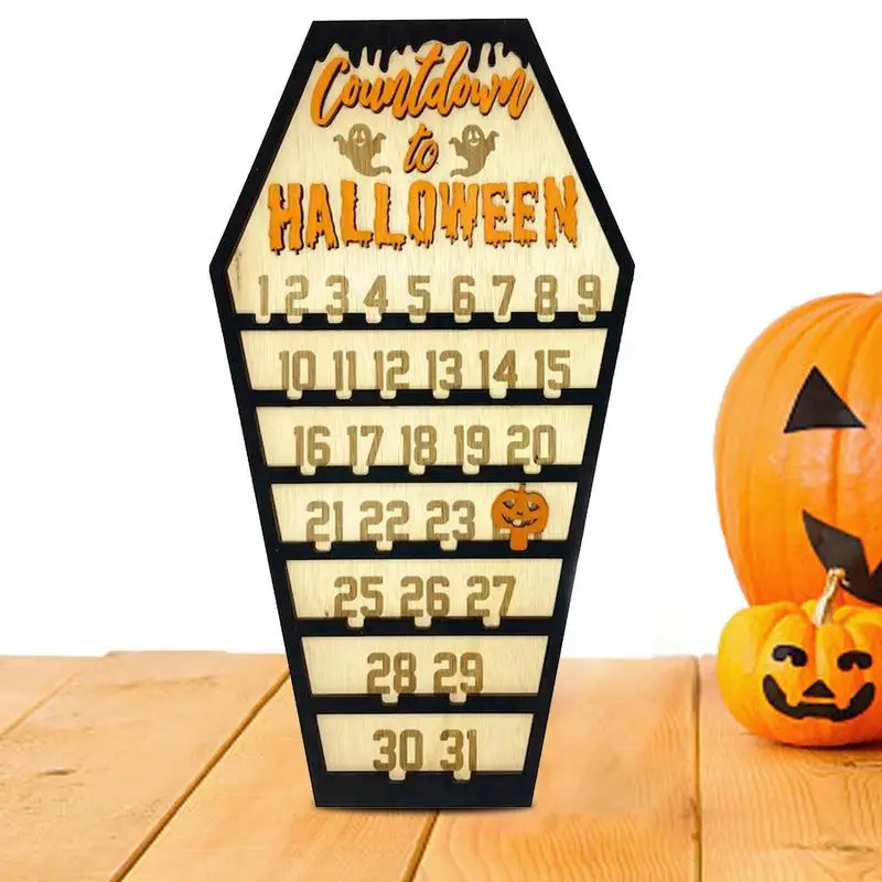 

Календарь с обратным отсчетом для Хэллоуина, деревянное украшение для стола, декоративное украшение с обратным отсчетом для Хэллоуина