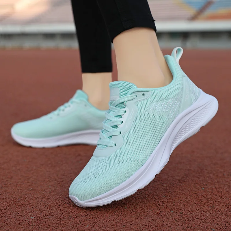 Women's Sneakers Flat Walking Shoes Breathable Anti Skid Lace Up Casual Sports Famale Tennis Shoes