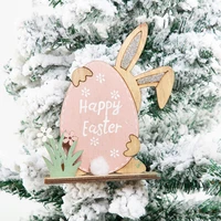 happy easter bunny tabletop ornaments wooden party decoration spring ornament diy craft spring easter home decor kids gift