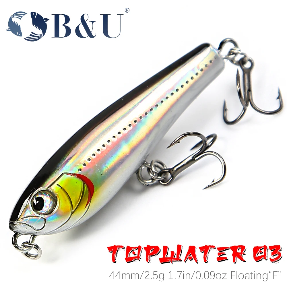 

B&U Topwater Pencil Fishing Lure Surface Floating Bait Top Water Lures for Fishing Seabass Pike Feeder