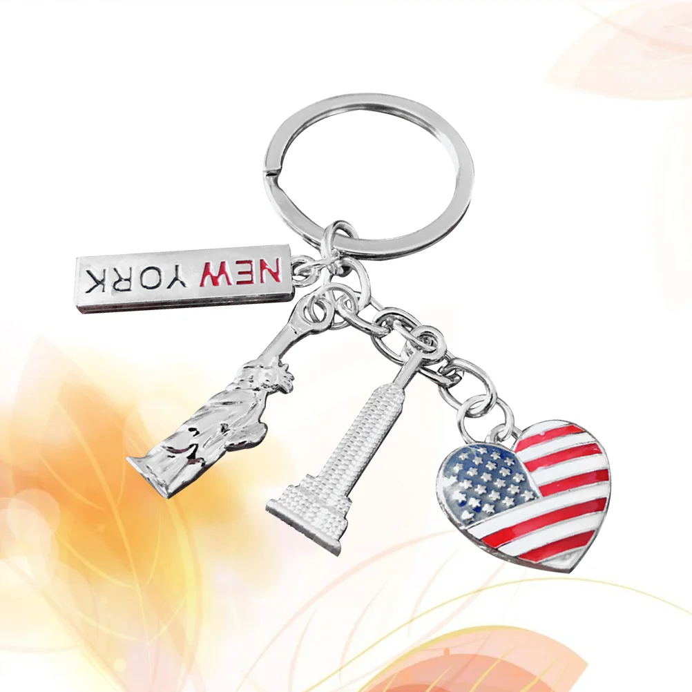 

National Day Key Holder American Flag Keychain Women Kid USA Patriotic Car Statue Liberty Ring Keychains Charms Gift