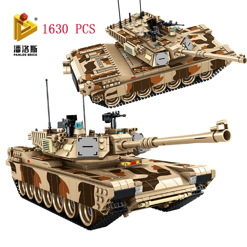 

Building Blocks Military PANLOS 1630 PCS Cannon US M1A2 Main Battle Tank Model Soldier Children's Toy Stickers Gift Small Bricks