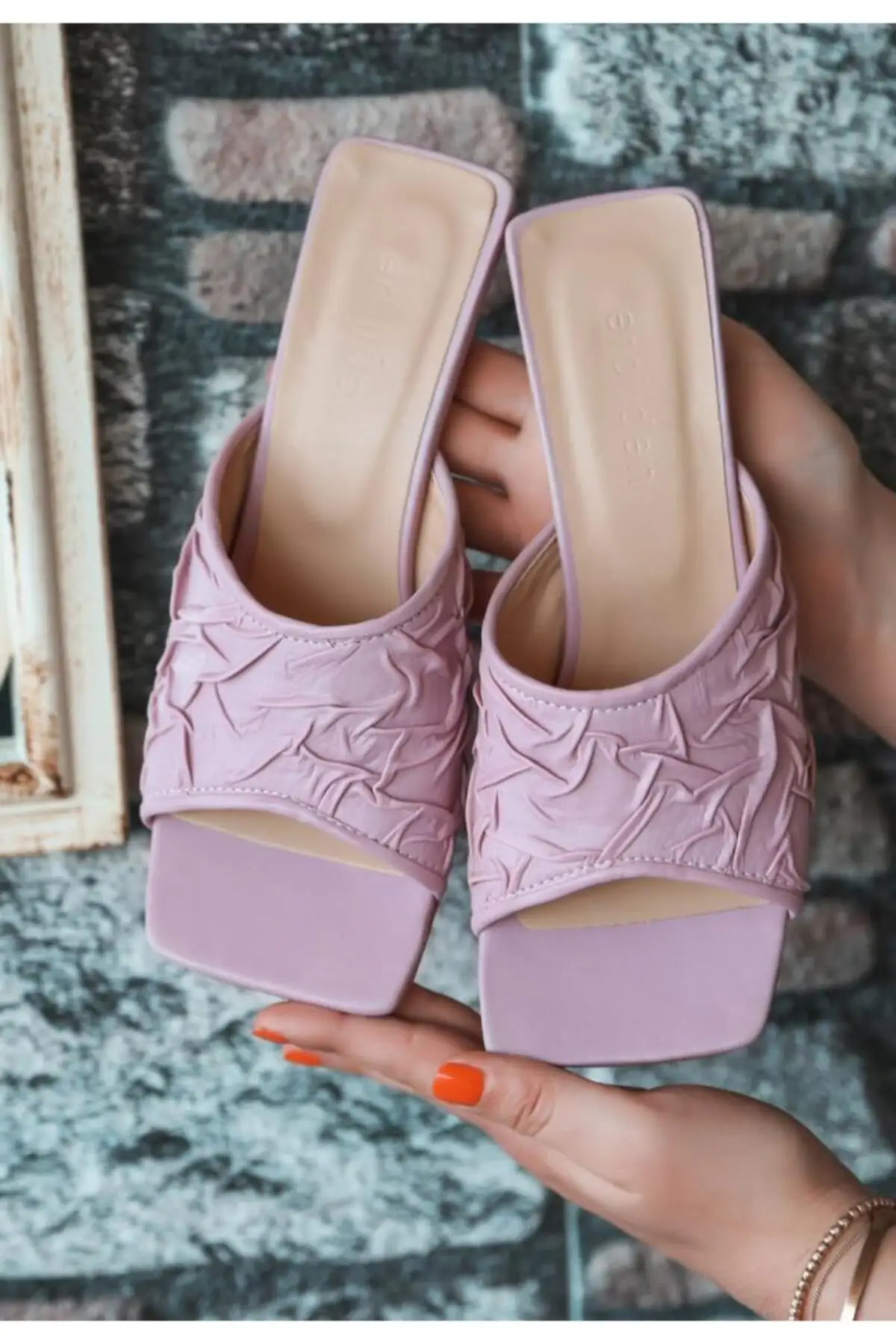 

Lilac Skin Heels Slippers