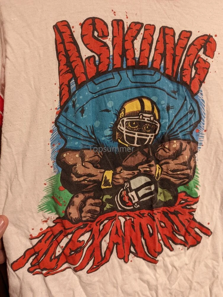 

Asking Alexandria Football Band T Shirt Size Mens Small White Red Jersey Rare