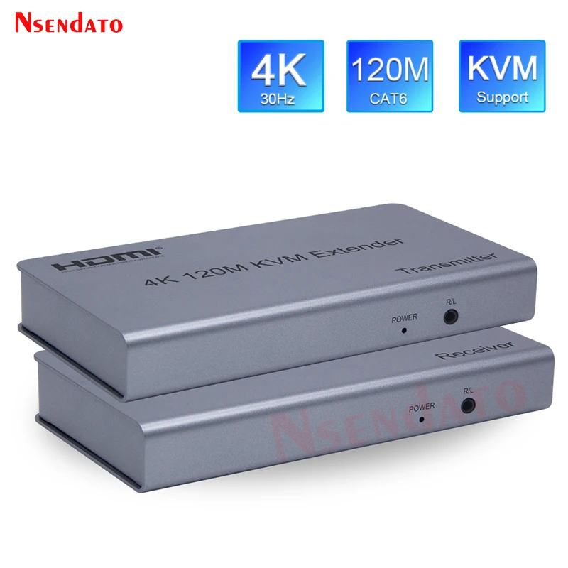 Удлинитель HDMI KVM 4K 120M, удлинитель HDMI RJ45 4K Aux Audio KVM HDMI KVM Ethernet с USB для клавиатуры мыши