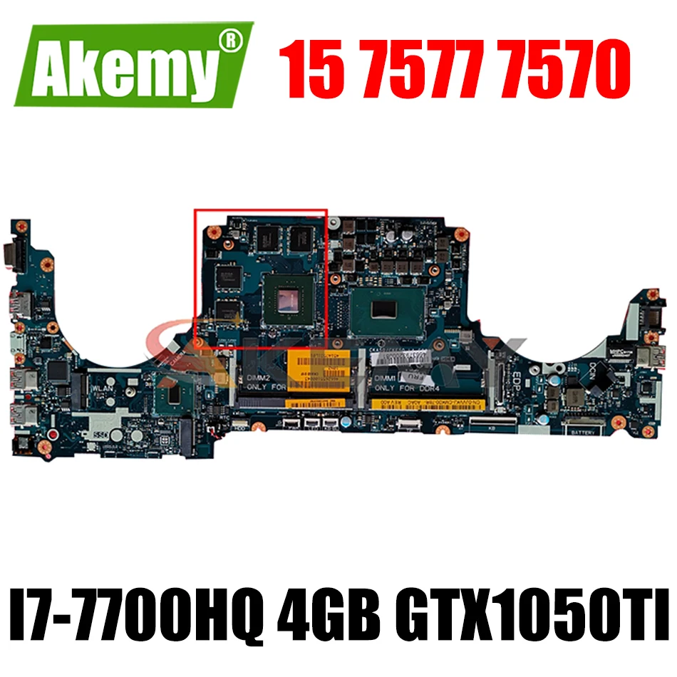 

I7-7700HQ 4GB GTX1050TI FOR DELL INSPIRON 15 7577 7570 Motherboard CKA50 CKF50 LA-E991P CN-0NGX46 NGX46 Mainboard 100%tested