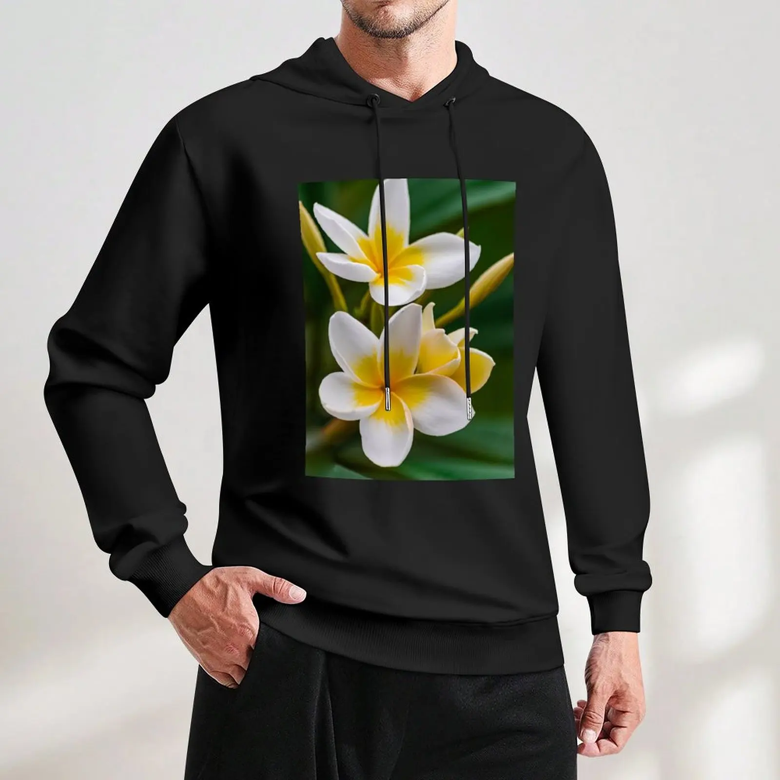 Пуловер с капюшоном Plumeria rubra flowers эстетичная одежда мужской зимний свитер в стиле