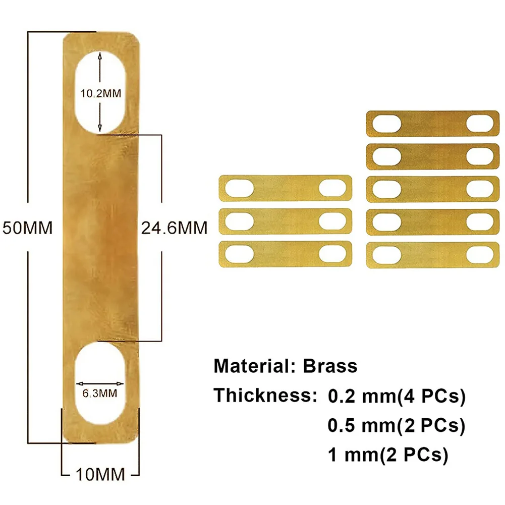 

Guitar Neck Shims Instruments Accessories Adjustability Bass Brass Gasket Gold Set Thickness 0.2mm 0.5mm 1mm Kit