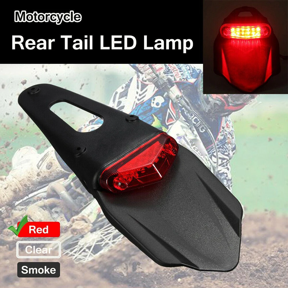 

12V Waterproof Motorcycle Tail Lights Universal Motorcycle Bike Cycle Fender LED Stop Rear Tail Light Lamp Black&red Light