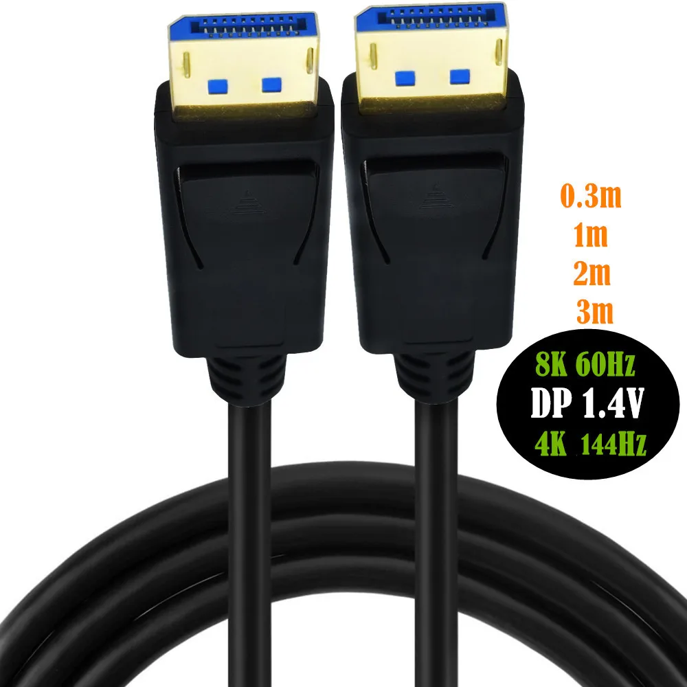 

DisplayPort Cable1.4V(8K@60Hz,4K@144Hz,1080P@240Hz)Support HBR3, 32.4Gbps,HDCP2.2,DP1.4 for TV, Gaming Monitor,Graphics,Laptopop