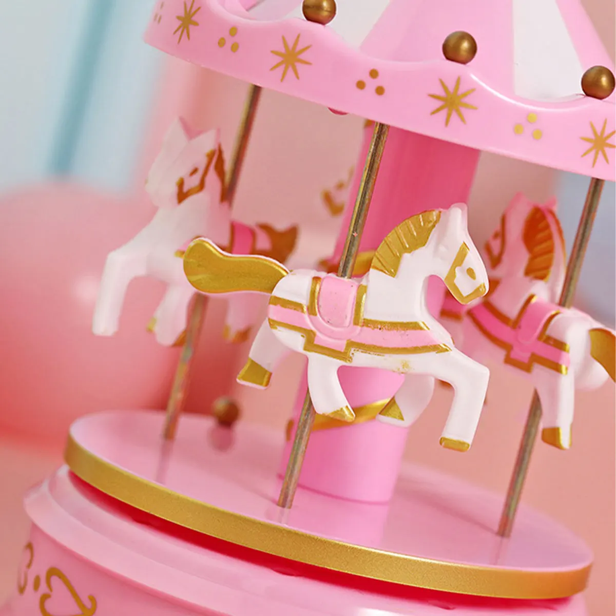 Музыкальная шкатулка в виде карусели с светильник кой круглые геометрические