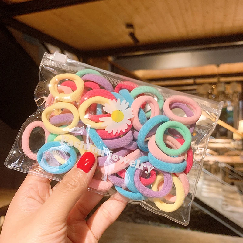 

50pcs Kids Elastic Hair Bands Girls Gum Scrunchie Rubber Band for Children Nylon Hair Ties Headband Baby Hair Accessories