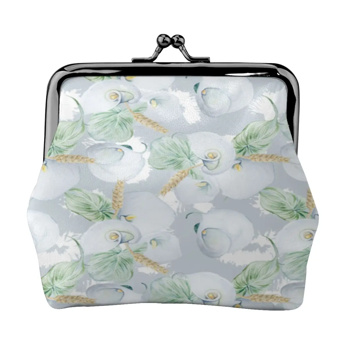 

Мини-кошельки для женщин, маленький бумажник с цветами и Каллой белого цвета, мешочек для мелочи, кредитных карт