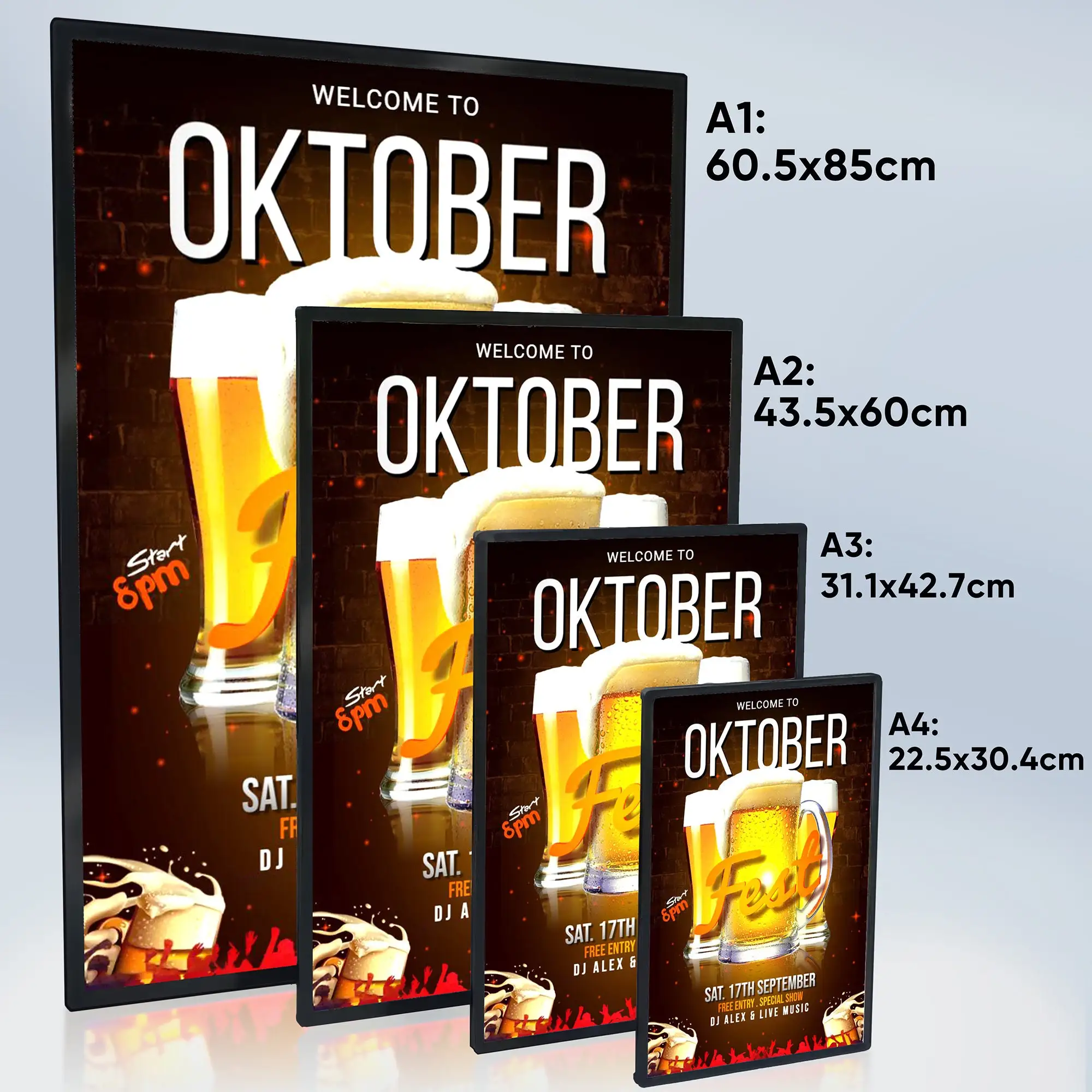 A3 Menus Display Stander Frame Плакат Светодиодный светильник Рекламная коробка Тонкая