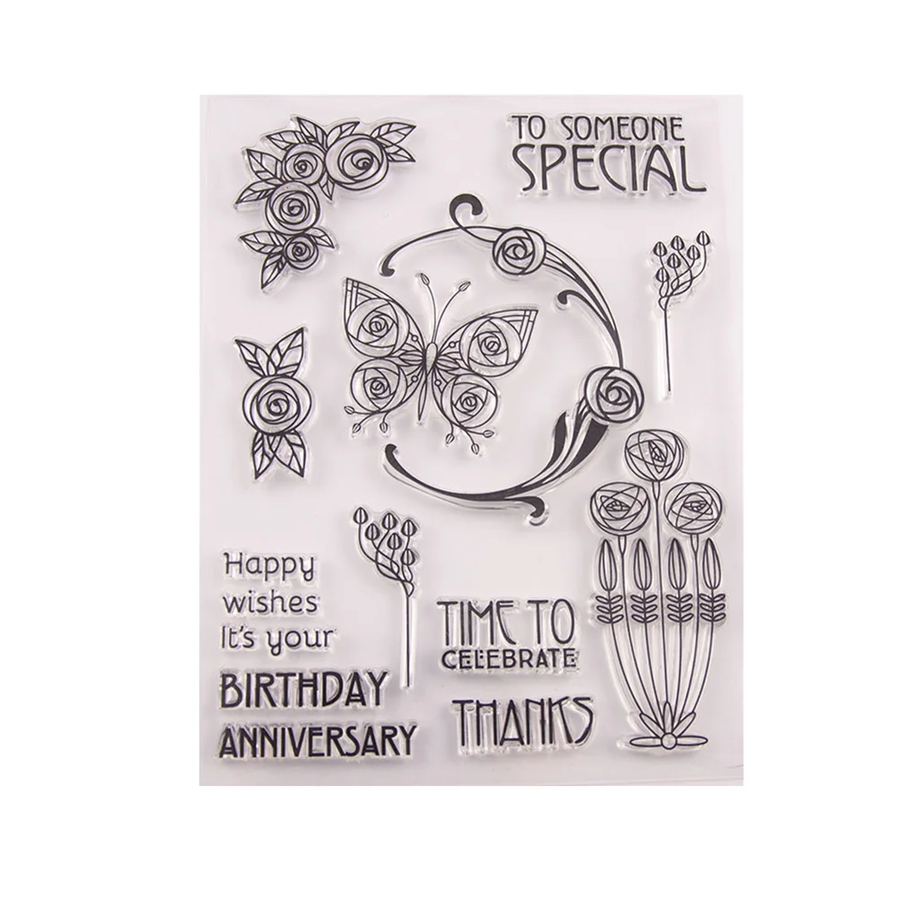 

1 Set Clear Stamp and Cutting Dies Delicate Transparent Cling Stamp Scrapbooking for DIY Photo Album Diary