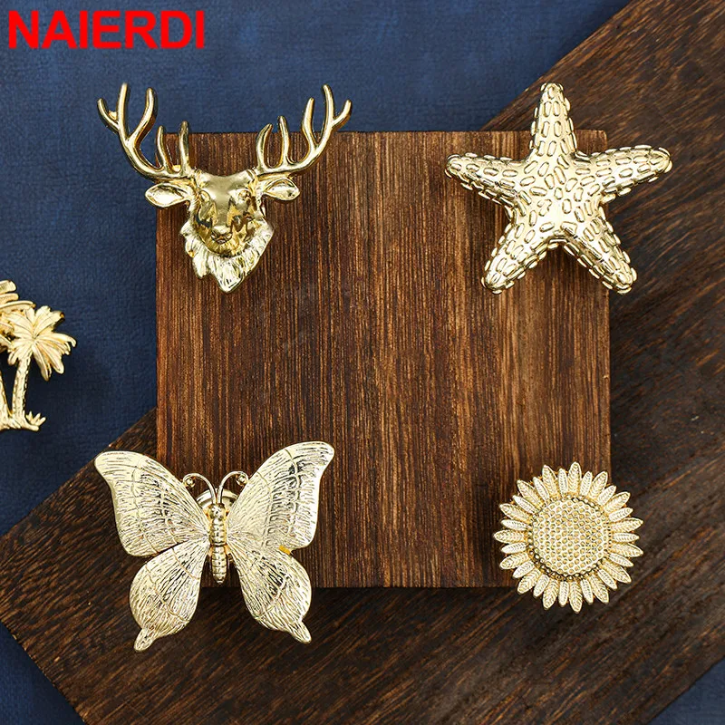 NAIERDI цинковый сплав ящик для шкафа ручки мебели медные цветные |