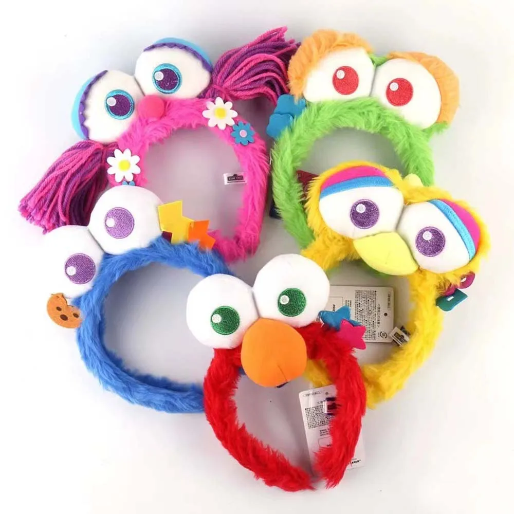 

New Kawaii Sesame Street Plush Hair band Elmo Oscar Cookie Grover Ernie Big Bird Cute Hairpin Headband Halloween party supplies