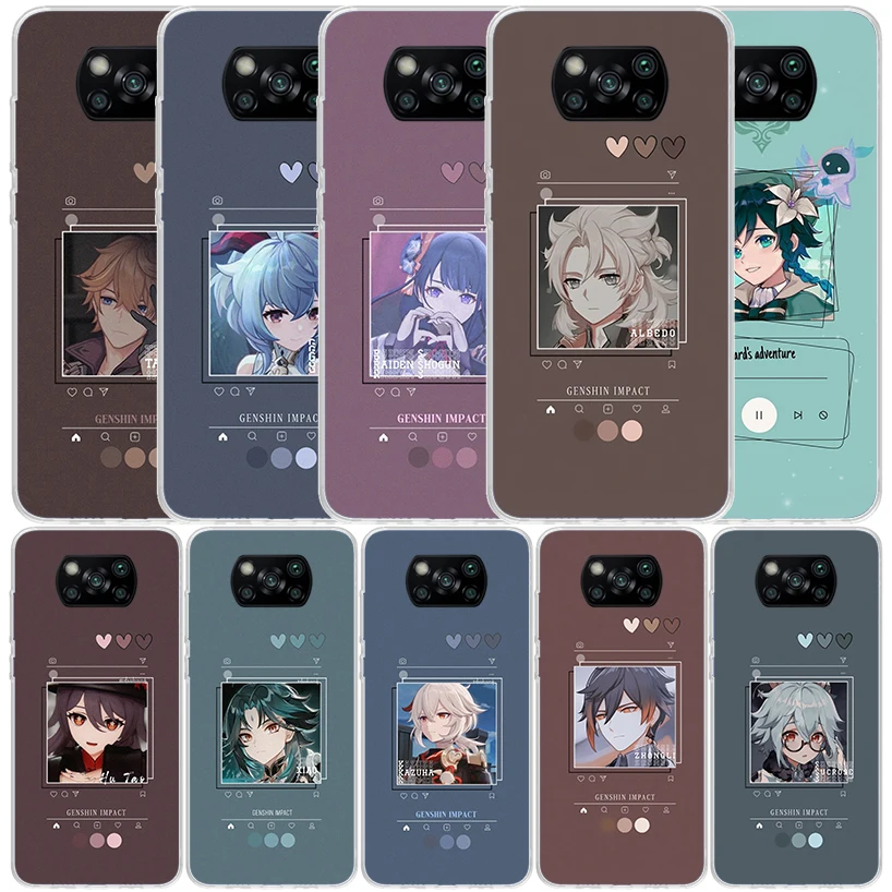 Чехол для телефона Genshin Impact мультяшный Xiaomi Poco X6 X5 X4 X3 Nfc F6 F5 Pro F4 Gt F3 F2 F1 M5S M4 M3 M2 мягкая