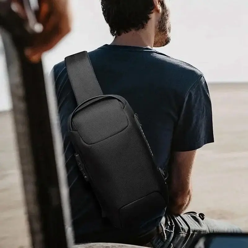 Cool Fashion Motorcycle Bag Shoulder Crossbody Password Bag Fashion Chest Bag Large Capacity Sports Crossbody Backpack Men's Sho