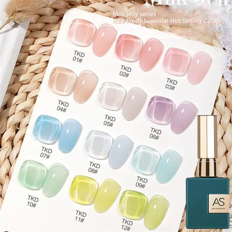

15ml Translucent Jelly Nail Varnish Summer Ice Through Gel 12 Color Transparent Nude Nail Polish Nail Phototherapy Glue Manicure