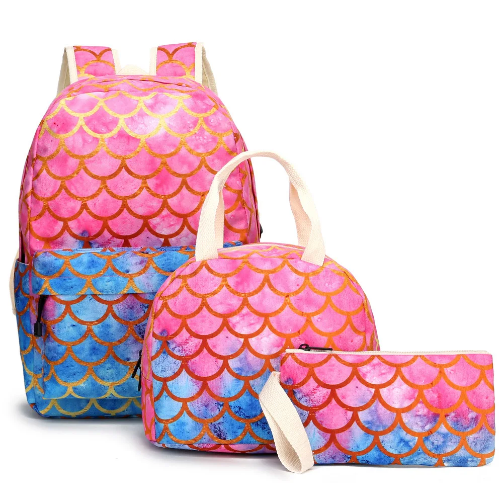 Новый модный рюкзак с узором русалки 16 дюймов школьный рюкзак для учеников начальной школы трендовая сумка для еды для девочек Чехол-каранд...