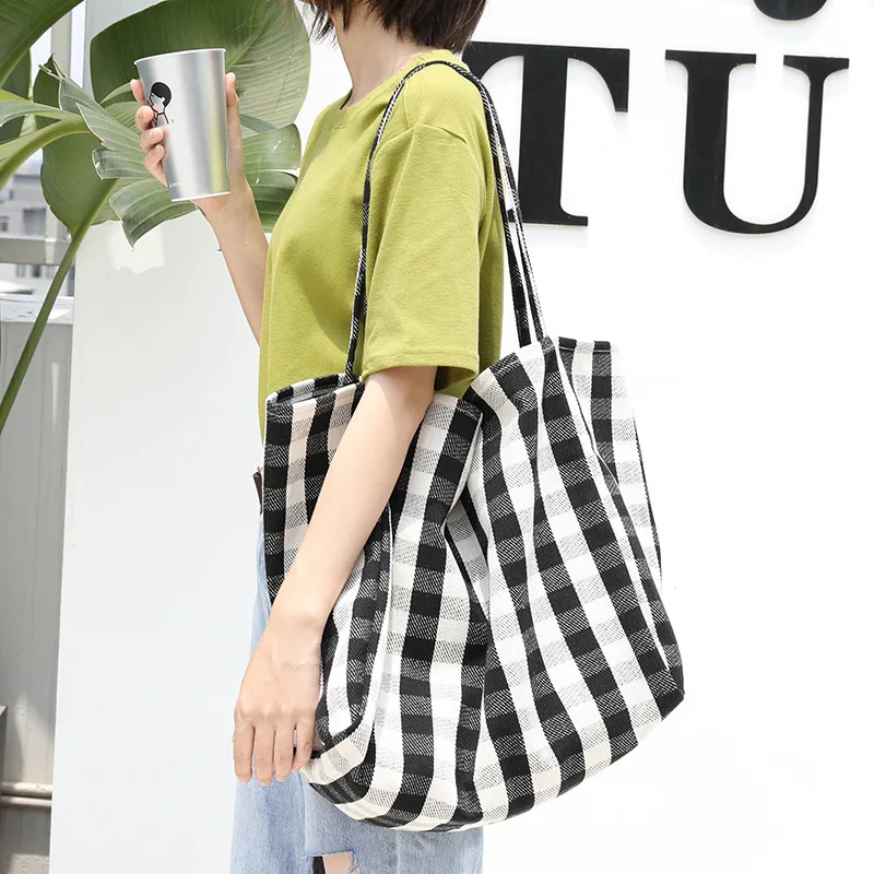 

Canvas Large Women Shoulder Shopper Bag Eco Cotton Cloth Woman Tote Shopping Bags Fabric Female Student Handbag Ladies Book Bag