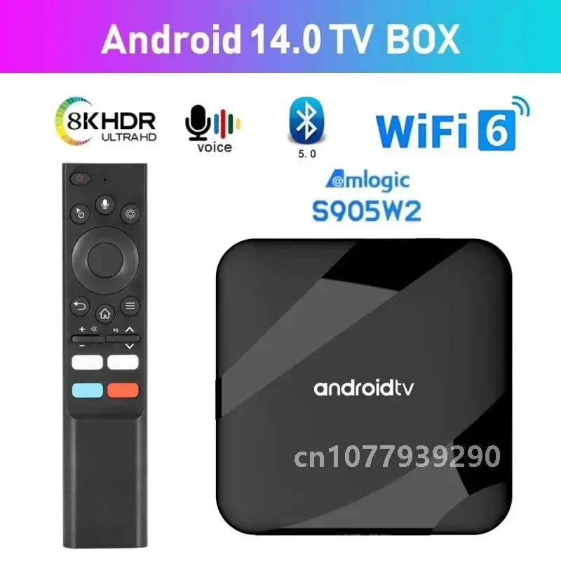 TV98 ATV W2 Android 14 TV Box 5G Dual Wifi6 HD 8K Video BT5.0 S905W2 Quad Core 4K 3D Voice Media Player 4GB 64GB Set Top