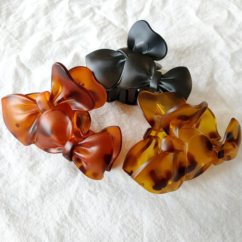

Clip Resin Girls Vintage Gift Geometric Head Wear Bow Knot Hair Claw Korean Style Hairpins Women Leopard Hair Clip