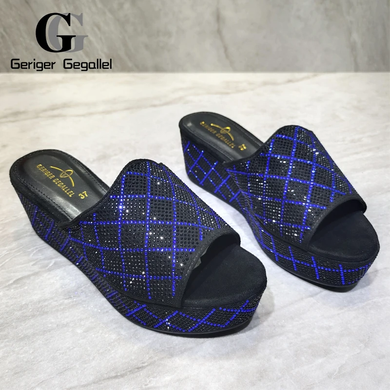 Latest Design Italian Nigerian Party Shoes Without Bag Set Black Color Fashion Slipper Wedding African Shoe Not Matching Bag Set